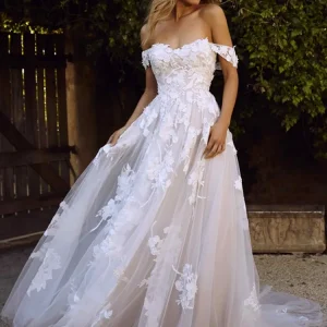 Lace Wedding Dresses Off The Shoulder Appliques A-Line Bride Dress Princess Wedding Gown Bridal Dress
